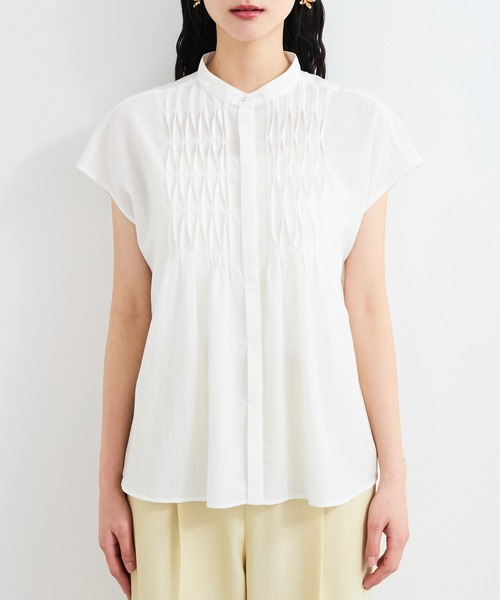 【接触冷感/洗える】気流染めスモッキングブラウス