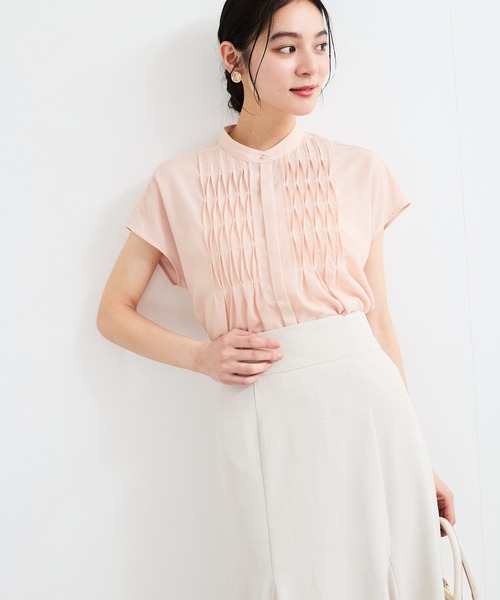 VIS(ビス)の「【接触冷感/洗える】気流染めスモッキングブラウス(シャツ/ブラウス・レディース・サックスブルー/ブラック/ピンク/オフホワイト/イエロー・FREE)」の17枚目の写真