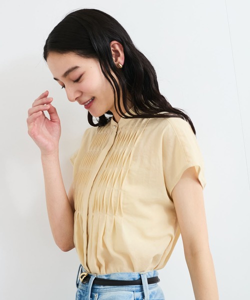 VIS(ビス)の「【接触冷感/洗える】気流染めスモッキングブラウス(シャツ/ブラウス・レディース・サックスブルー/ブラック/ピンク/オフホワイト/イエロー・FREE)」の10枚目の写真