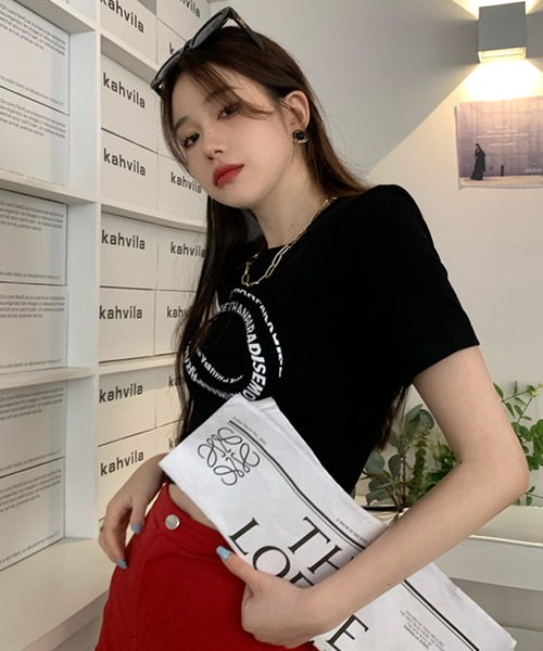 WESTSEA(ウエストシー)の「ロゴプリント ショート丈 半袖Tシャツ(Tシャツ/カットソー・レディース・ブラック/ホワイト・M/L)」の10枚目の写真