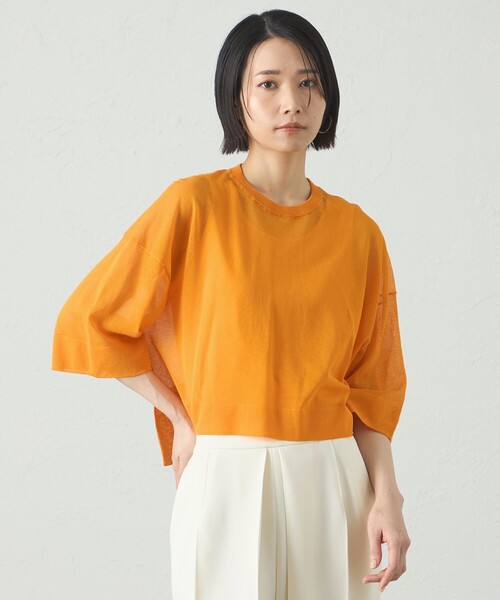 CAST:（キャストコロン）の「【イチオシ】シアーニットプルオーバー（ニット/セーター・レディース・ホワイト/オレンジ/ブラック・M）」の3枚目の写真