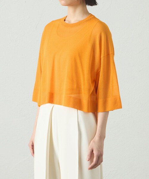 CAST:（キャストコロン）の「【イチオシ】シアーニットプルオーバー（ニット/セーター・レディース・ホワイト/オレンジ/ブラック・M）」の5枚目の写真