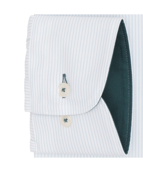 TOKYO SHIRTS（トウキョウシャツ）の「形態安定ノーアイロン ボタンダウン 長袖ストレッチビジネスワイシャツ（ビジネスシャツ・メンズ・ライトグリーン・首回り39cm-裄丈80cm/首回り39cm-裄丈84cm/首回り41cm-裄丈82cm/首回り41cm-裄丈86cm/首回り42cm-裄丈82cm/首回り42cm-裄丈86cm/首回り43cm-裄丈82cm/首回り43cm-裄丈86cm/首回り37cm-裄丈80cm）」の3枚目の写真