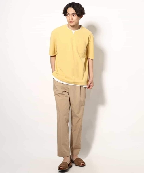 a.v.v（アーヴェヴェ）の「【接触冷感】梨地フェイクレイヤードカットソー【イージーケア/ストレッチ】（Tシャツ/カットソー・メンズ・ライトグレー/ネイビー/イエロー/ミント/チャコールグレー/オレンジ・48/50/46）」の15枚目の写真