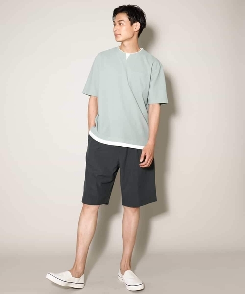 a.v.v（アーヴェヴェ）の「【接触冷感】梨地フェイクレイヤードカットソー【イージーケア/ストレッチ】（Tシャツ/カットソー・メンズ・ライトグレー/ネイビー/イエロー/ミント/チャコールグレー/オレンジ・48/50/46）」の18枚目の写真