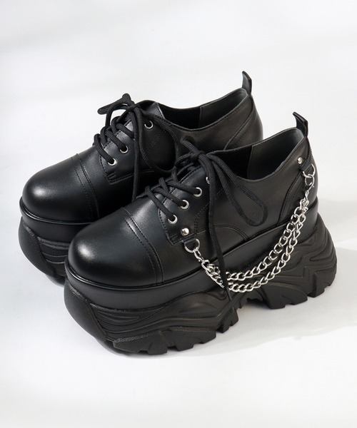 LOVEHUNTER(ラブハンター)の「LOVEHUNTER/+9.5cm 軽量厚底 4ホールチェーンスニーカー(2209)(スニーカー・レディース・ホワイト/ブラック・S/M/L/LL)」の5枚目の写真