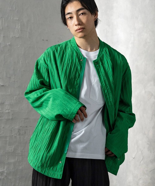 +CLOSET(プラスクローゼット)の「クリンクル加工シャツブルゾン(シャツ/ブラウス・メンズ・グリーン/ホワイト/ブラック・X-LARGE/LARGE/MEDIUM)」の3枚目の写真