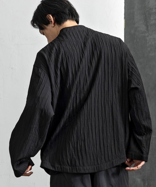 +CLOSET(プラスクローゼット)の「クリンクル加工シャツブルゾン(シャツ/ブラウス・メンズ・グリーン/ホワイト/ブラック・X-LARGE/LARGE/MEDIUM)」の11枚目の写真