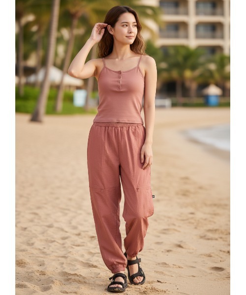 ROXY(ロキシー)の「【ROXY/ロキシー】24SS MY OASIS PANTS/ベンチレーション付きシャリ感ドローコード付きナイロンパンツ(その他パンツ・レディース・グリーン/ブラック/レッド・MEDIUM/LARGE)」の6枚目の写真