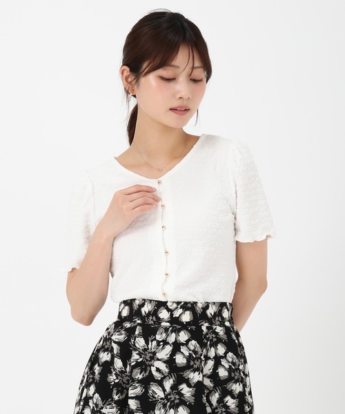 MISCH MASCH(ミッシュマッシュ)の「2025春夏新作 ぽこぽこカットトップス(Tシャツ/カットソー・レディース・ブラック/ブルー/ホワイト・フリ-)」の14枚目の写真