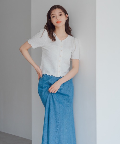 MISCH MASCH(ミッシュマッシュ)の「2025春夏新作 ぽこぽこカットトップス(Tシャツ/カットソー・レディース・ブラック/ブルー/ホワイト・フリ-)」の21枚目の写真