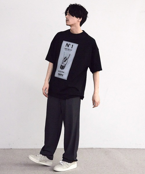 セール】【CHAOTIC】別注メロイックサインプリントオーバーサイズT