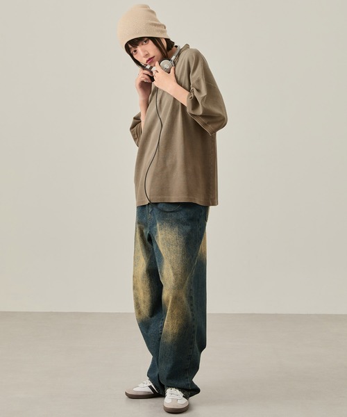 Snap club(スナップクラブ)の「【Snap club】ヴィンテージ加工 パウダーブリーチ メタルプレート半袖ポロシャツ(ポロシャツ・レディース・ブラック/サックスブルー/ブラウン/レッド・M/L)」の11枚目の写真
