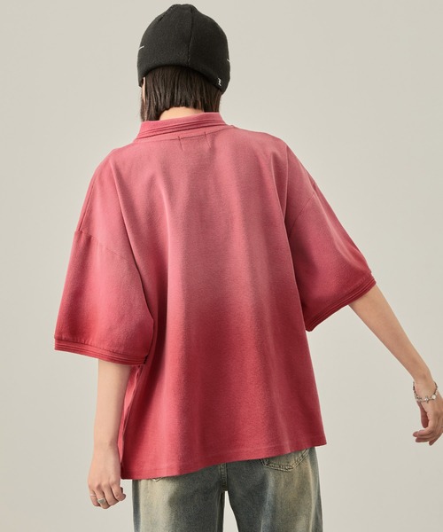 Snap club(スナップクラブ)の「【Snap club】ヴィンテージ加工 パウダーブリーチ メタルプレート半袖ポロシャツ(ポロシャツ・レディース・ブラック/サックスブルー/ブラウン/レッド・M/L)」の16枚目の写真