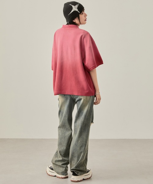 Snap club(スナップクラブ)の「【Snap club】ヴィンテージ加工 パウダーブリーチ メタルプレート半袖ポロシャツ(ポロシャツ・レディース・ブラック/サックスブルー/ブラウン/レッド・M/L)」の22枚目の写真