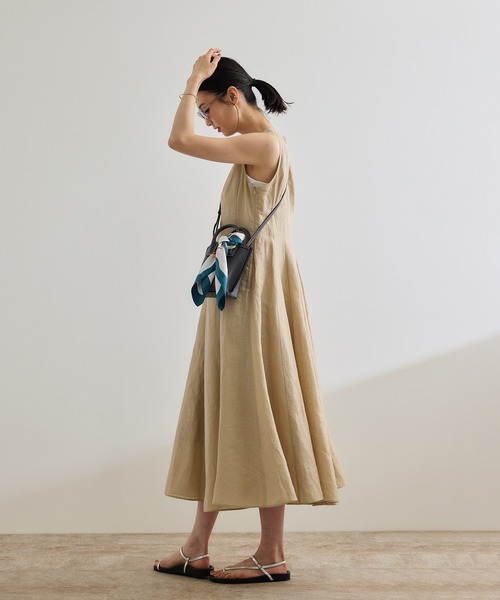 ROPE'(ロペ)の「【洗える】ブライトリネン パッチワンピース(ワンピース・レディース・ベージュ/ピンク・FREE)」の4枚目の写真