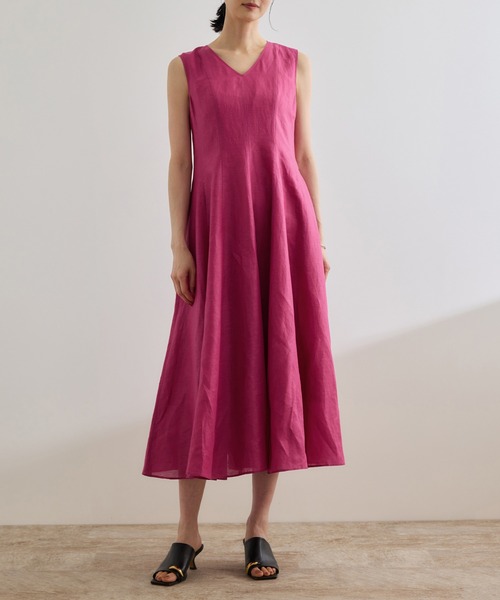 ROPE'(ロペ)の「【洗える】ブライトリネン パッチワンピース(ワンピース・レディース・ベージュ/ピンク・FREE)」の14枚目の写真