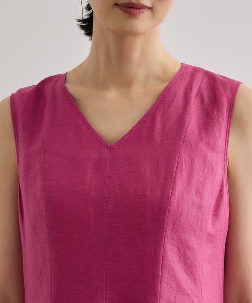 ROPE'(ロペ)の「【洗える】ブライトリネン パッチワンピース(ワンピース・レディース・ベージュ/ピンク・FREE)」の11枚目の写真