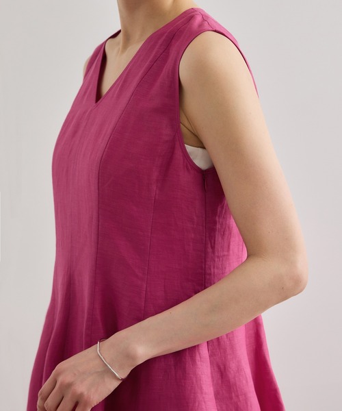 ROPE'(ロペ)の「【洗える】ブライトリネン パッチワンピース(ワンピース・レディース・ベージュ/ピンク・FREE)」の10枚目の写真