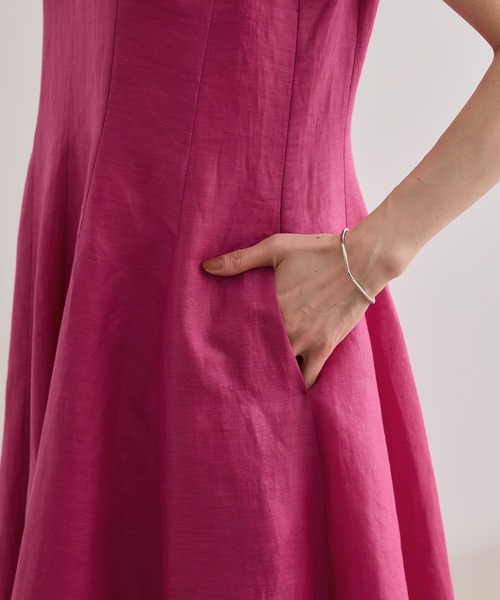 ROPE'(ロペ)の「【洗える】ブライトリネン パッチワンピース(ワンピース・レディース・ベージュ/ピンク・FREE)」の9枚目の写真