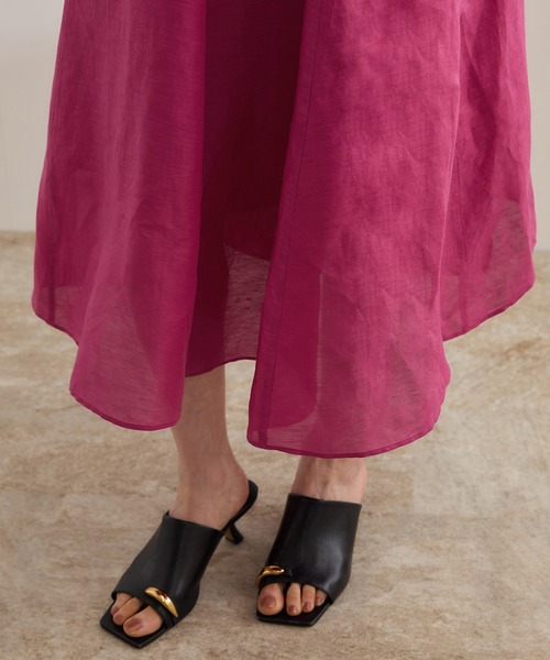 ROPE'(ロペ)の「【洗える】ブライトリネン パッチワンピース(ワンピース・レディース・ベージュ/ピンク・FREE)」の8枚目の写真