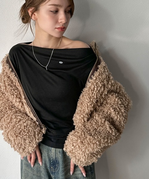 mily bilet(ミウィビレット)の「【mily bilet】アシメデザインで美しく。シェルボタン使いドレープカットソー(長袖)(Tシャツ/カットソー・レディース・ブラック/アイボリー/レッド/オートミール・LARGE/MEDIUM/SMALL/X-LARGE)」の19枚目の写真