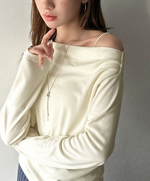 mily bilet(ミウィビレット)の「【mily bilet】アシメデザインで美しく。シェルボタン使いドレープカットソー(長袖)(Tシャツ/カットソー・レディース・ブラック/アイボリー/レッド/オートミール・LARGE/MEDIUM/SMALL/X-LARGE)」の7枚目の写真