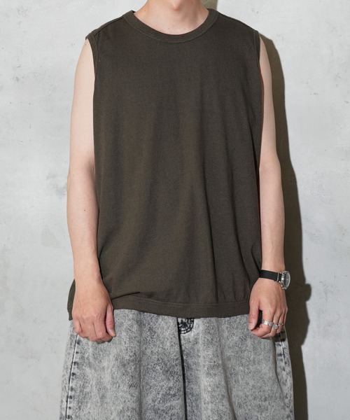 O project（オープロジェクト）の「O project / オープロジェクト SLEEVELESS TEE スリーブレスTシャツ（Tシャツ/カットソー・メンズ・チャコールグレー/モカ・MEDIUM）」の7枚目の写真