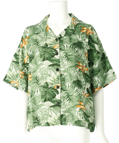 anap mimpi（アナップミンピ）の「ボタニカル柄 レーヨン 開襟 半袖 シャツ【セットアップ着用可】（シャツ/ブラウス・レディース・グリーン/ブラック・FREE）」の22枚目の写真