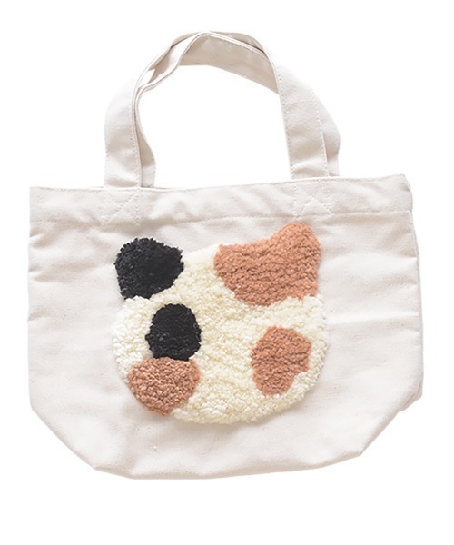 AND PACKABLE（アンドパッカブル）の「AND PACKABLE キャットフェイス ミニトートバッグ（トートバッグ・レディース・グレー/ホワイト系その他/ブラウン・FREE）」の2枚目の写真