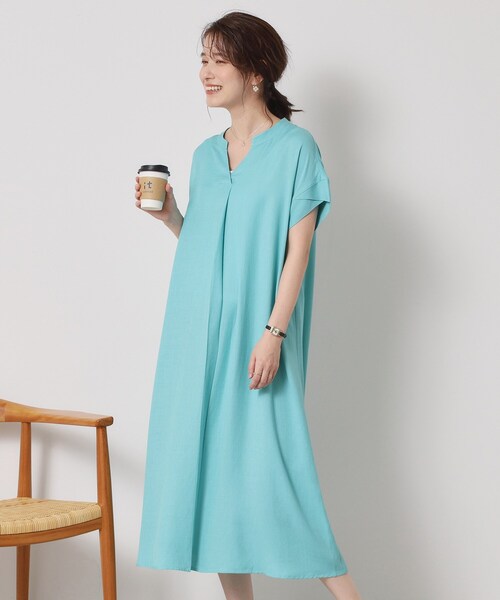 ITS'DEMO(イッツデモ)の「【接触冷感/手洗い可】強撚スラブスキッパーワンピース(ワンピース・レディース・ブルー/ブラック/ブルーグリーン/ピンク系・00)」の3枚目の写真