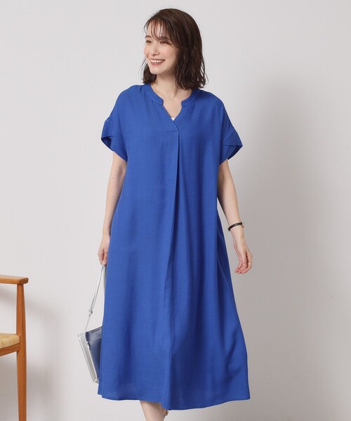 ITS'DEMO(イッツデモ)の「【接触冷感/手洗い可】強撚スラブスキッパーワンピース(ワンピース・レディース・ブルー/ブラック/ブルーグリーン/ピンク系・00)」の1枚目の写真