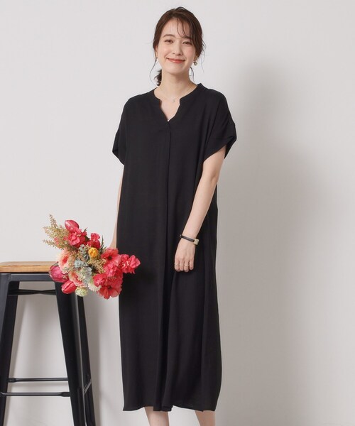 ITS'DEMO(イッツデモ)の「【接触冷感/手洗い可】強撚スラブスキッパーワンピース(ワンピース・レディース・ブルー/ブラック/ブルーグリーン/ピンク系・00)」の2枚目の写真