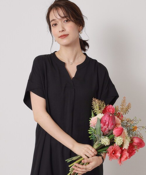 ITS'DEMO(イッツデモ)の「【接触冷感/手洗い可】強撚スラブスキッパーワンピース(ワンピース・レディース・ブルー/ブラック/ブルーグリーン/ピンク系・00)」の5枚目の写真