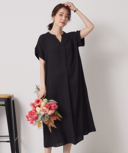 ITS'DEMO(イッツデモ)の「【接触冷感/手洗い可】強撚スラブスキッパーワンピース(ワンピース・レディース・ブルー/ブラック/ブルーグリーン/ピンク系・00)」の6枚目の写真