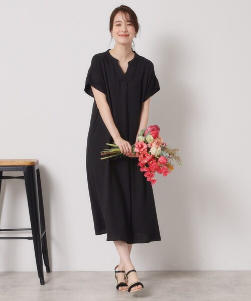 ITS'DEMO(イッツデモ)の「【接触冷感/手洗い可】強撚スラブスキッパーワンピース(ワンピース・レディース・ブルー/ブラック/ブルーグリーン/ピンク系・00)」の7枚目の写真