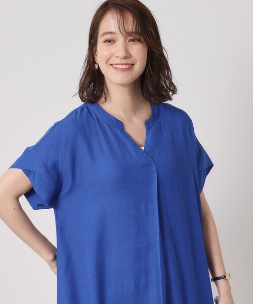 ITS'DEMO(イッツデモ)の「【接触冷感/手洗い可】強撚スラブスキッパーワンピース(ワンピース・レディース・ブルー/ブラック/ブルーグリーン/ピンク系・00)」の9枚目の写真