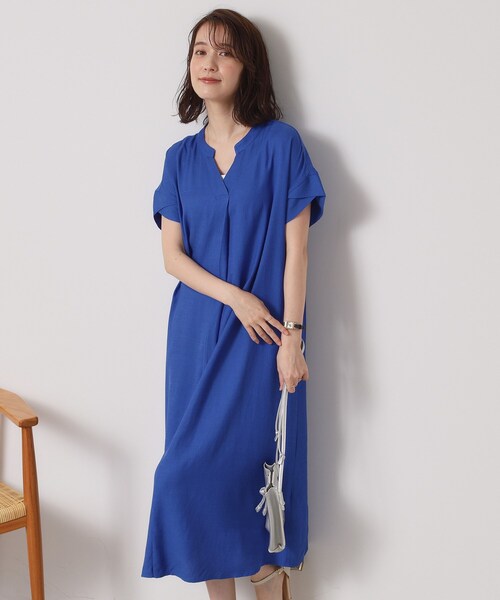 ITS'DEMO(イッツデモ)の「【接触冷感/手洗い可】強撚スラブスキッパーワンピース(ワンピース・レディース・ブルー/ブラック/ブルーグリーン/ピンク系・00)」の10枚目の写真