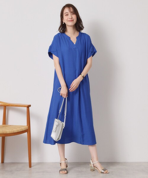 ITS'DEMO(イッツデモ)の「【接触冷感/手洗い可】強撚スラブスキッパーワンピース(ワンピース・レディース・ブルー/ブラック/ブルーグリーン/ピンク系・00)」の11枚目の写真