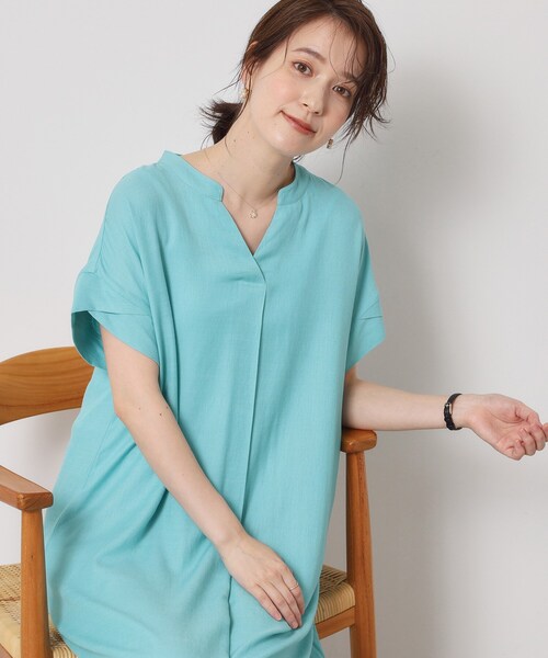 ITS'DEMO(イッツデモ)の「【接触冷感/手洗い可】強撚スラブスキッパーワンピース(ワンピース・レディース・ブルー/ブラック/ブルーグリーン/ピンク系・00)」の13枚目の写真