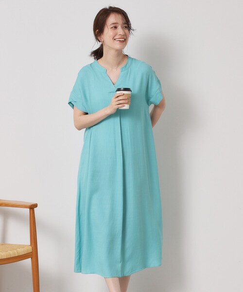 ITS'DEMO(イッツデモ)の「【接触冷感/手洗い可】強撚スラブスキッパーワンピース(ワンピース・レディース・ブルー/ブラック/ブルーグリーン/ピンク系・00)」の14枚目の写真