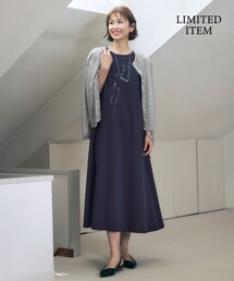 自由区　ワンピース 洗える】プリントジャガードストレッチ ワンピース （ロング
