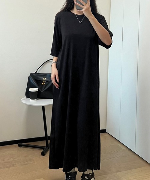 シンプル ロング丈 Tシャツワンピース★2色あり★大人かわいい 楽天市場】Tシャツ ワンピース 半袖 レディース バックスリット