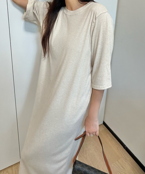 LOWO(ロワ)の「シンプルAラインロング丈Tシャツワンピース(ワンピース・レディース・ブラウン/ブラック/アイボリー/グレー・FREE)」の8枚目の写真