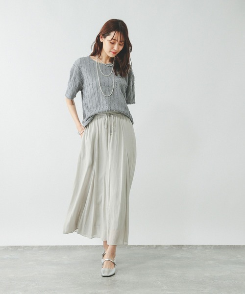 GLOBAL WORK（グローバルワーク）の「Beauteeジャガードプルオーバー半袖/455461（Tシャツ/カットソー・レディース・グレイッシュブルー/アイボリー/ブラック/ダークブラウン/グレイッシュベージュ・MEDIUM/LARGE）」の14枚目の写真