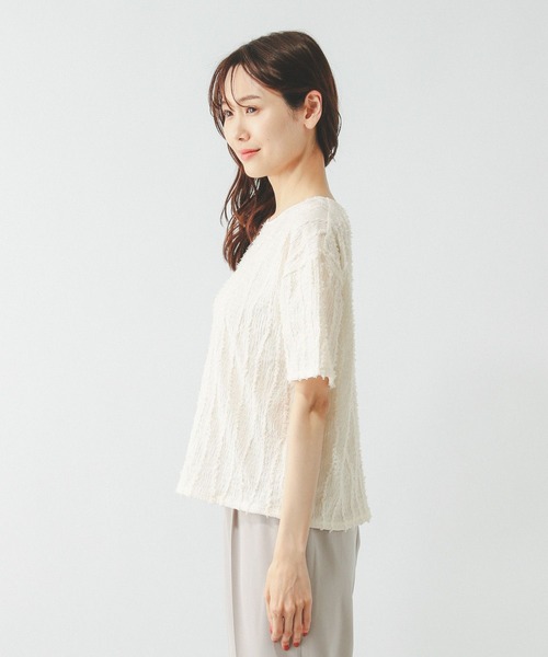 GLOBAL WORK（グローバルワーク）の「Beauteeジャガードプルオーバー半袖/455461（Tシャツ/カットソー・レディース・グレイッシュブルー/アイボリー/ブラック/ダークブラウン/グレイッシュベージュ・MEDIUM/LARGE）」の19枚目の写真