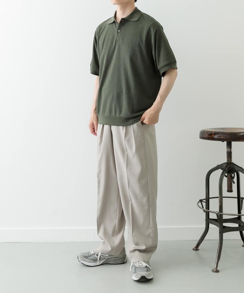 ITEMS URBANRESEARCH（アイテムズ アーバンリサーチ）の「クレープジョーゼットポロシャツ（ポロシャツ・メンズ・カーキ/ブラック/チャコールグレー・MEDIUM/LARGE）」の9枚目の写真