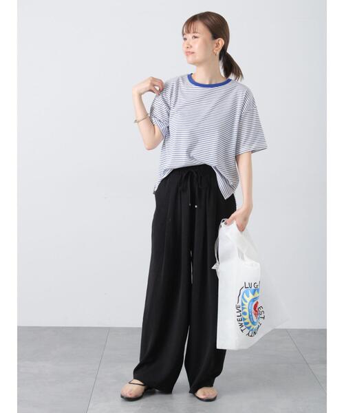 Lugnoncure(ルノンキュール)の「【接触冷感】細ボーダーTシャツ(Tシャツ/カットソー・レディース・ブラウン/ブラック/オフホワイト/ブルー・F)」の12枚目の写真