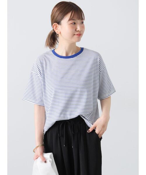 Lugnoncure(ルノンキュール)の「【接触冷感】細ボーダーTシャツ(Tシャツ/カットソー・レディース・ブラウン/ブラック/オフホワイト/ブルー・F)」の13枚目の写真