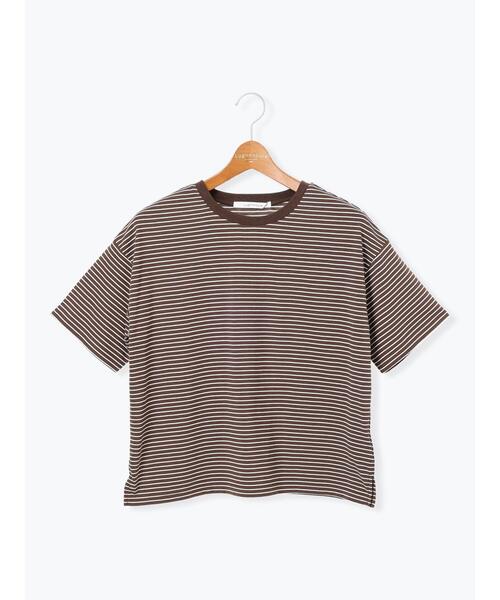 Lugnoncure(ルノンキュール)の「【接触冷感】細ボーダーTシャツ(Tシャツ/カットソー・レディース・ブラウン/ブラック/オフホワイト/ブルー・F)」の19枚目の写真